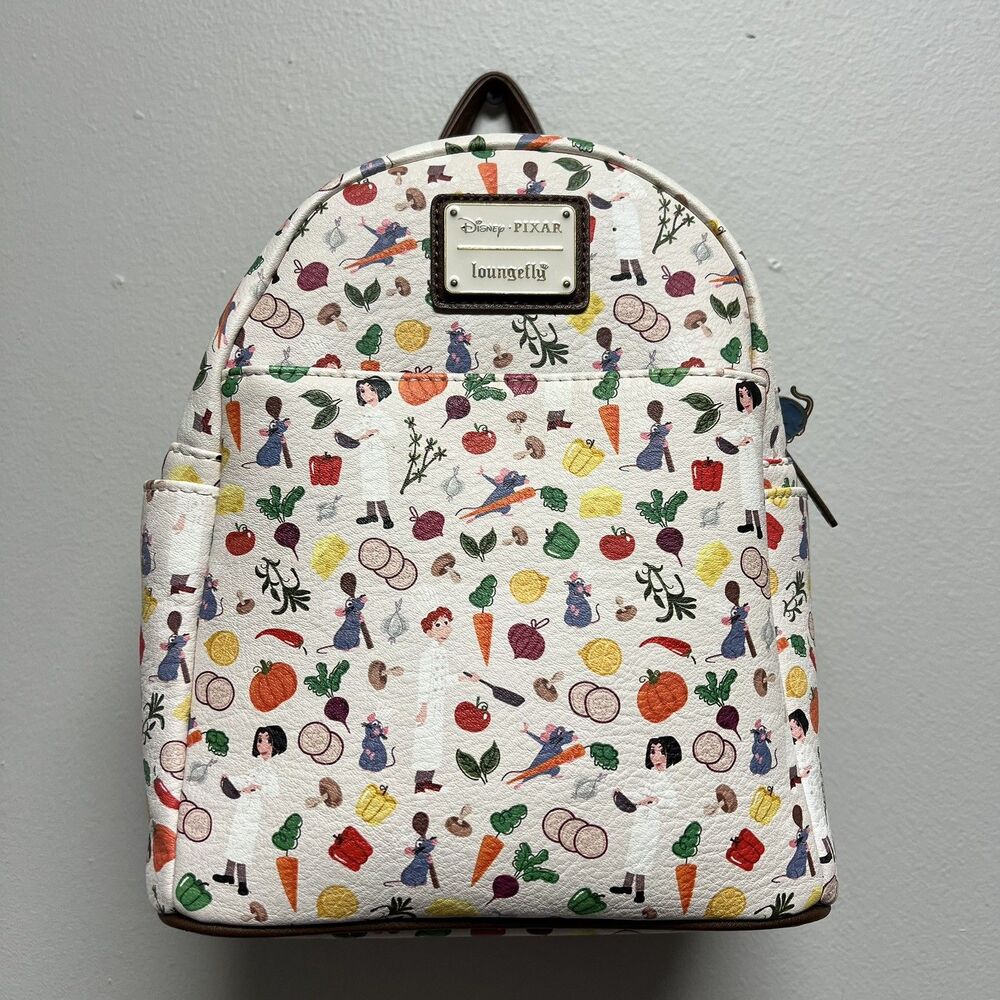 Disney Pixar Loungefly Ratatouille Mini Backpack Food All Over Print WELL USED